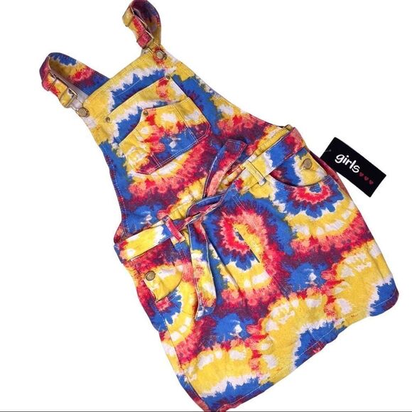 Girls NWT Tie Dye Overall Dress 14-16 - Picture 1 of 11